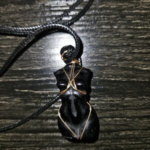 🦇 Lot B/E Elegant Goddess Body Onyx Black Pendant Necklace